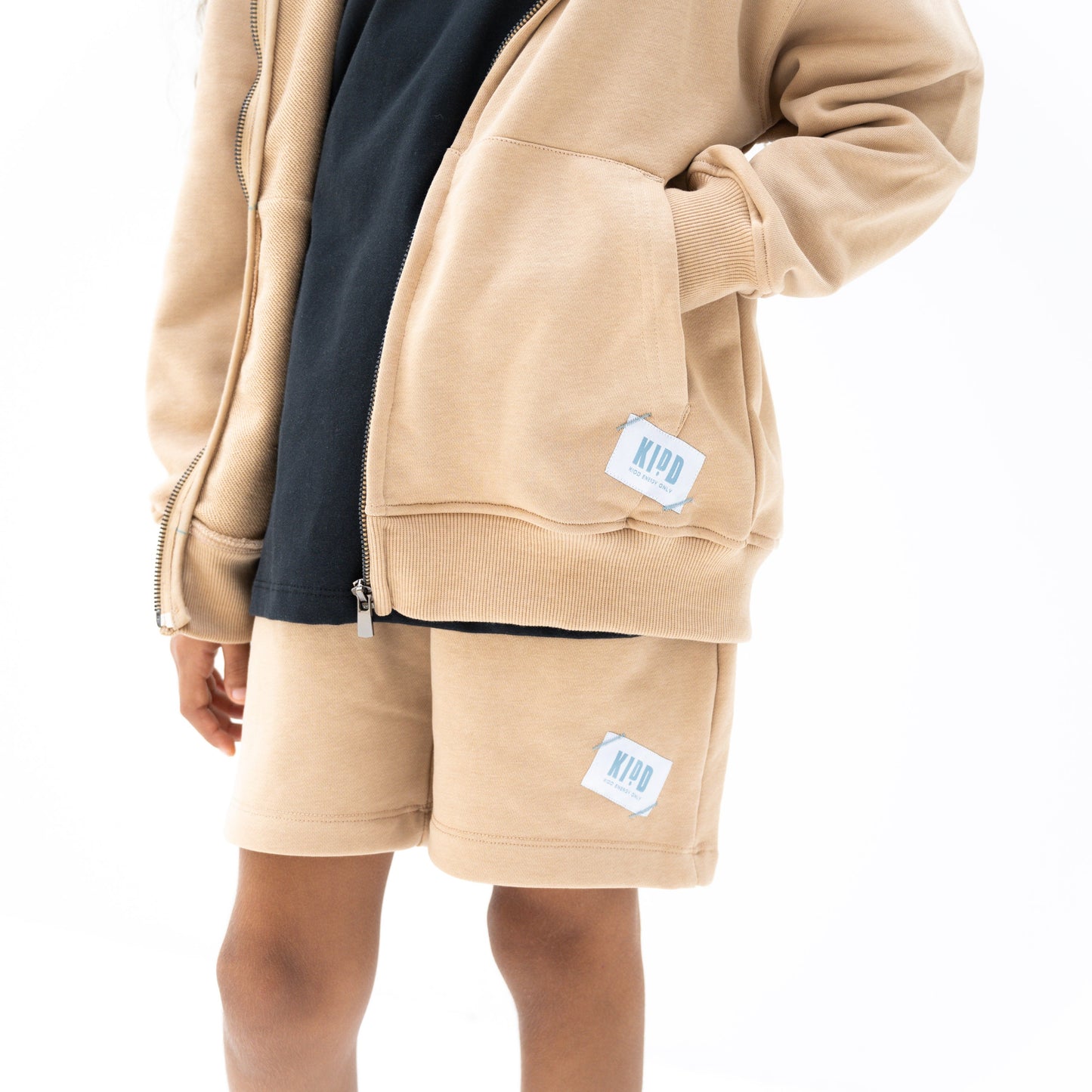 KIDD, @kidd.ae e-shop conceptual children’s brand genderless clothing I AM hoodie color sand / beige Dubai