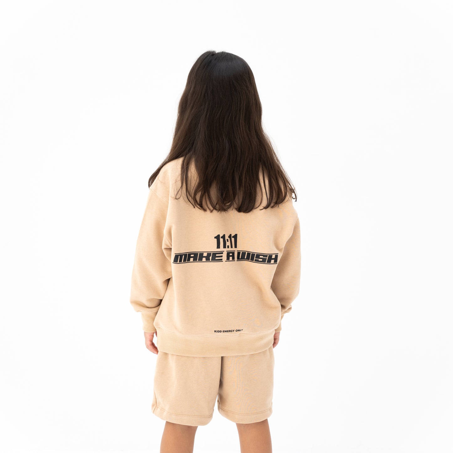 KIDD, @kidd.ae e-shop conceptual children’s brand genderless clothing 11:11 sweatshirt color sand / beige Dubai