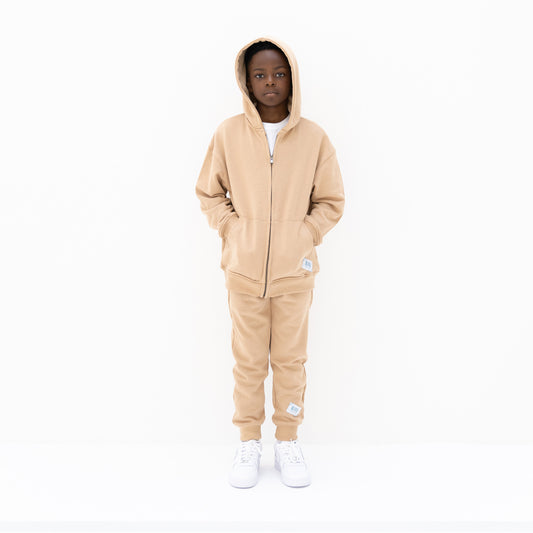 KIDD, @kidd.ae e-shop conceptual children’s brand genderless clothing 11:11 hoodie color sand  / beige Dubai