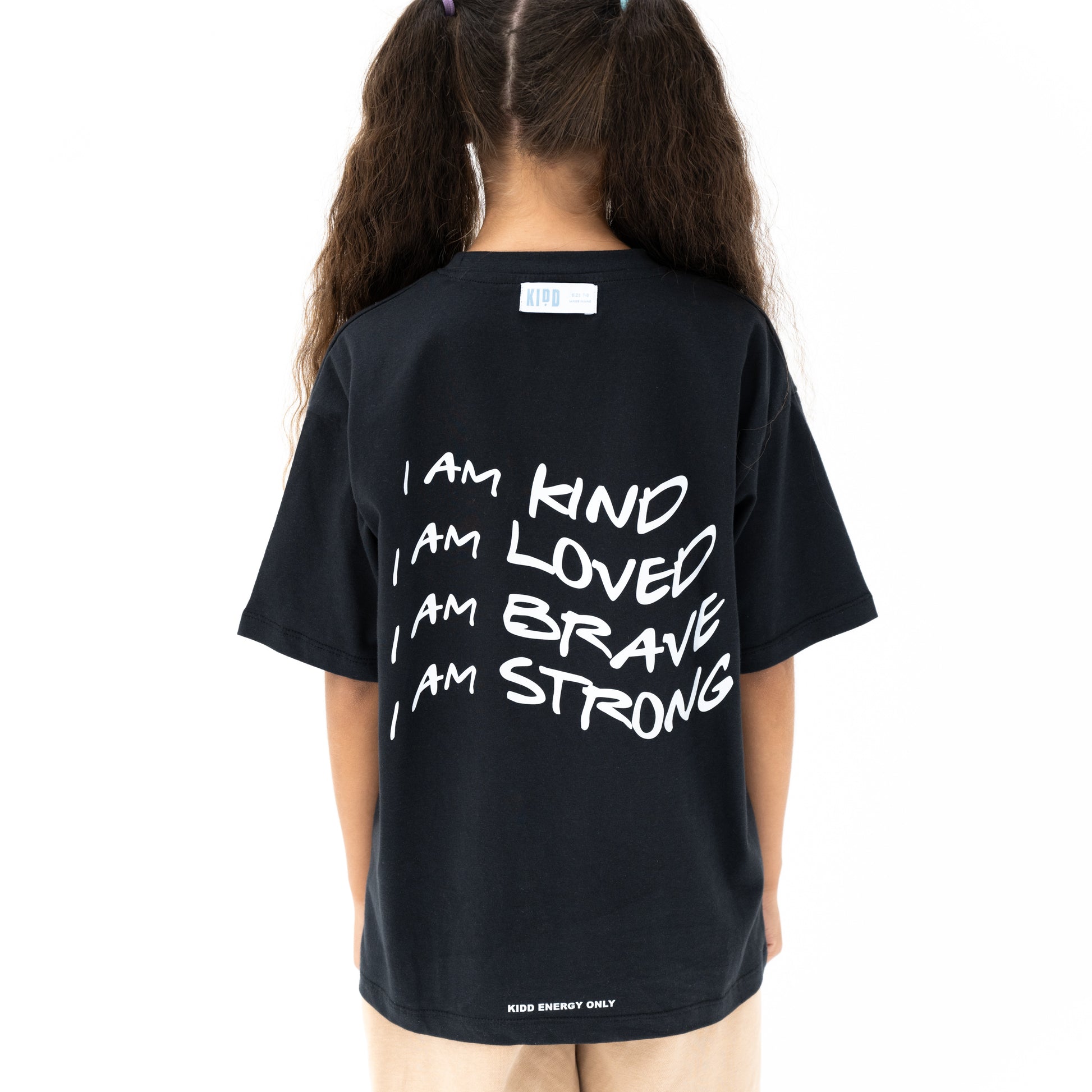 KIDD, @kidd.ae e-shop conceptual children’s brand genderless clothing I AM t-shirt color black Dubai