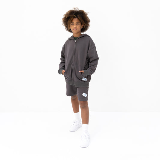 KIDD, @kidd.ae e-shop conceptual children’s brand genderless clothing 11:11 hoodie color medium grey Dubai