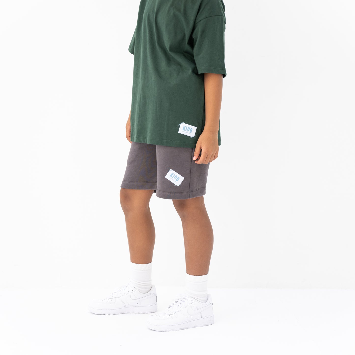 KIDD, @kidd.ae e-shop conceptual children’s brand genderless clothing shorts color medium grey Dubai