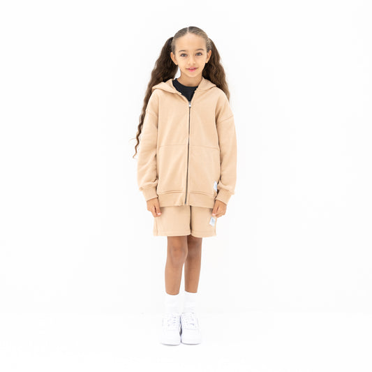 KIDD, @kidd.ae e-shop conceptual children’s brand genderless clothing I AM hoodie color sand / beige Dubai