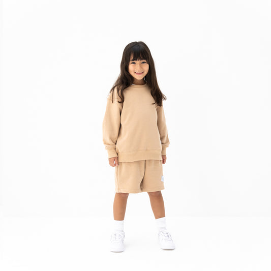 KIDD, @kidd.ae e-shop conceptual children’s brand genderless clothing 11:11 sweatshirt color sand / beige Dubai